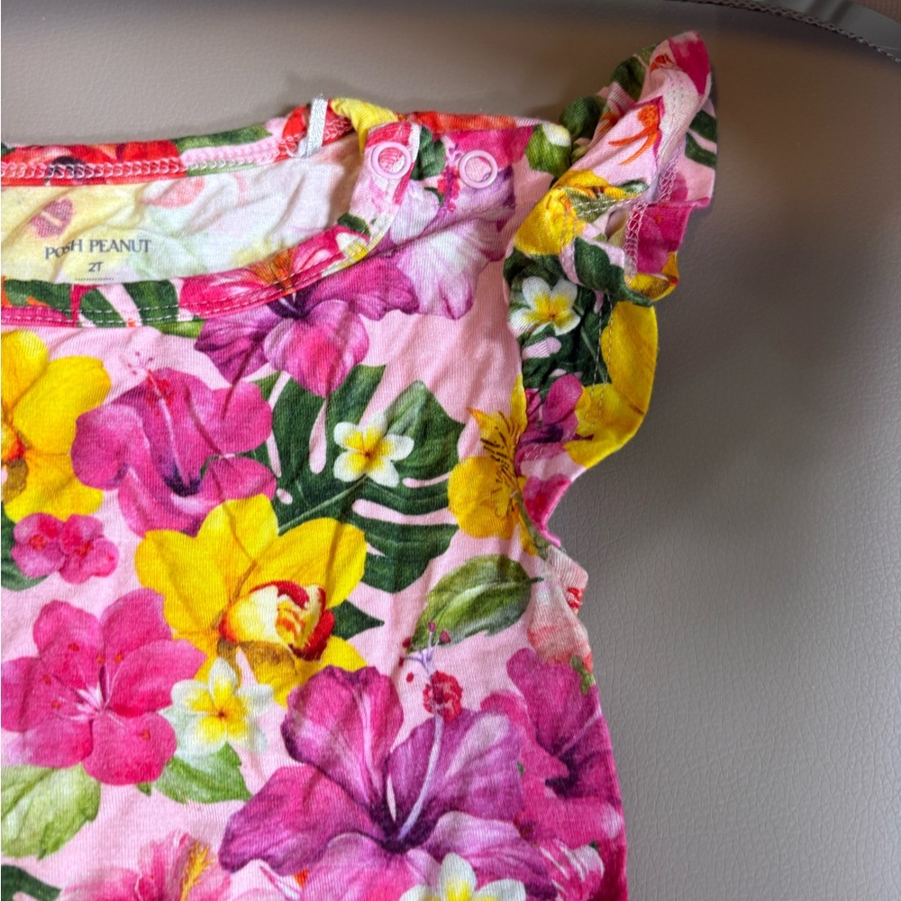 Posh peanut Malana hibiscus floral twirl dress with bodysuit VGUC 2T - Picture 5 of 7